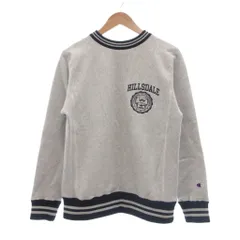 チャンピオン CHAMPION スウェットシャツ M グレー 長袖 ライン入りリブ ロゴ刺繍 /SX ■ECF003