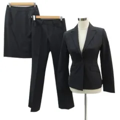 エスプリミュール ESPRITMUR フォーマルスーツ 3点セット テーラードジャケット ミドル丈 シングルボタン スラックスパンツ タイトスカート ミモレ丈 9AR 黒 ブラック /SM13 ■GY58