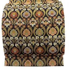 【美品】 袋帯 秀品 花 金糸 箔 黒 六通 正絹 【中古】