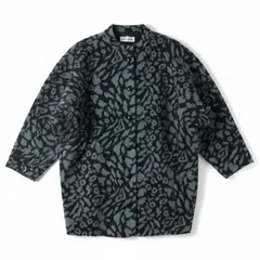 ピエールカルダン pierre cardin コート レオパード柄 肩パッド 毛混 ブラック系 ブルー系 Lサイズ 996088のサムネイル