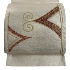 袋帯 秀品 関西仕立て 幾何学模様 金糸 金銀彩 金色 お太鼓柄 正絹 【中古】