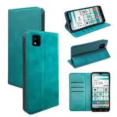 【人気商品】PUレザー カード収納 カバー 財布型 耐衝撃 手帳型 ケース マグネット ケース スタンド機能付き 5色 A205KC (適用 京セラ 京セラ かんたんスマホ3 A205KC かんたんスマホ3 ケース 手帳型) 適用 (グリーン)