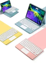 新品 大型タッチパッド付き iPad 9 iPad 10.2キーボード ケース マグネット 脱着式 iPad 第9世代 8世代 7世代 手帳型 US配列 Apple pencil 収納 iPad 7 iPad 8キーボードカバー 薄型 Bluetooth キー