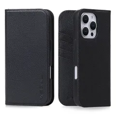 【在庫処分】柔軟なTPU素材 マグネット 全面保護 アイホン16 携帯ケース カード収納 MagSafe対応 ケース アイフォン16Promax ProMax ProMax 手帳型ケース レザーケース スマホケース 本革 ブラック 手帳型 対応ケース iPho