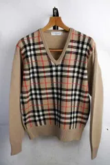 高級 Burberrys バーバリー ノバチェック Vネックセーター【M】【古着】【中古】【メンズ】【レディース】男性 女性 オールド 【ヴィンテージ】 【ビンテージ】 vintage アメカジ