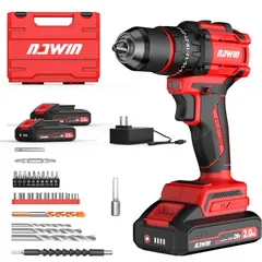 【2025新型】ナウィン 電動ドリルドライバー 電動ドリル 振動ドリル 充電式ドライバドリル コードレス 2.0Ah電池2個付 穴あけ・ネジ締めに ブラシレスモーター 無段変速 正逆転 20+3段クラッチ調整 高輝度LED照明 豊富な付属品  701b0fff