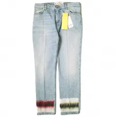 新品 MARNI マルニ 22AW イタリア製 モヘアパッチデニムパンツ PAJD0344L0 38 Indigo 定価133,100円 モヘヤ ジーンズ ジップフライ ボトムス g19749のサムネイル