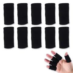 [very Marble] 指サポーター 【理学療法士監修】[伸縮性が高く適度に締め付けてサポート/10個セット] 指の保護 固定用 (ブラック) [ブラック]