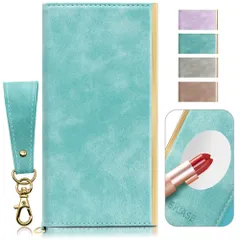 【数量限定】おしゃれ 薄型 軽量 全面保護 耐衝撃 美しい 女性 高級PUレザー ダイアリーケース 携帯ケース スタンド機能 カードポケット アイフォン12/12プロカバー カード収納 財布型 スマホケース エメラルドグリーン マグネット式 ミラー付き 手帳型