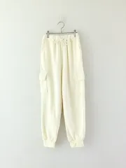 (新) クリーム アイボリー カーゴ ジョガー パンツ