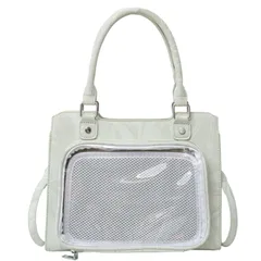 [ハルジオ] 痛バッグ ショルダー マーブル 小さめ 痛バ ミニ ハンドバッグ ショルダーバッグ トート トートバッグ 2WAY 痛バック 推し活バッグ マーブル調 黒 白 緑 銀 いたば かわいい おしゃれ 推し活 推し バッグ バック  [ミントグリーン]