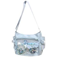 [ハルジオ] 痛バッグ ショルダー 痛バ A4 痛バック ショルダーバッグ 推し活バッグ 透明 バック 可愛い お洒落 いたばっく いたば 黒 白 赤 水色 茶色 ブラック ホワイト レッド ブルー ベージュ 推し活 ぬい 鞄 かばん 人気 シート  [水色]
