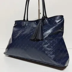 【A4サイズ】GHERARDINI ゲラルディーニ ソフティ トートバッグ ショルダーバッグ 肩掛け ネイビー モノグラム フリンジ イタリア製 B539