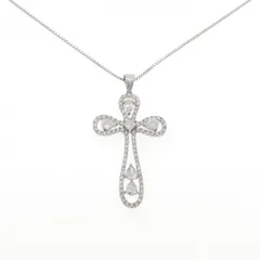 K18WG クロス ダイヤモンド ネックレス 2.00CT