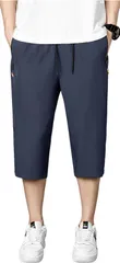 [エンプティオ] ハーフパンツ メンズ 短パン トレーニング アウトドア ストレッチ フィットネス 半ズボン ショートパンツ パジャマ ポケット付き 運動着 ウエストゴム カジュアル 軽量 体育 通気性 寝巻き 伸びる マラソン  [レトロネイビー] [XL]