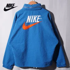 NIKE ナイキ ナイロンジャケット L ブルー ネイビー ロゴ刺繍 90s デザイン 旧ロゴ ストリート スポーツミックス 古着 B172