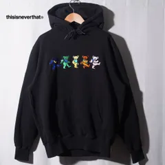 thisisneverthat × Grateful Dead ダンシングベア パーカー M ブラック ディスイズネバーザット グレイトフルデッド ロゴ刺繍 スウェット ストリート 古着 B364