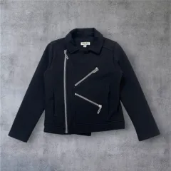 KENZO ケンゾー キッズ ブラック コットン ライダース ジップアップ ジャケット 6A (ユニセックス)