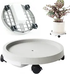 【新着商品】ホワイト) (28.6CM 移動便利 ロック可能 360°回転のキャスター 受け皿付き キャスター 鉢置台 鉢置台 フラワースタンド 可動式 鉢受台 貯水付き移動花台 植木鉢台