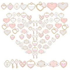 【人気商品】SUNNYCLUE　96個6種　バレンタインデー　心　チャーム　愛　鍵　チャーム　愛情　チャーム　バレンタイン　チャーム　ホワイトデー　ラブ　パーツ　ハート　キューピットの矢　ピアス　ココロ　イヤリング　こころ　ネックレス　エナメル　ブレスレット