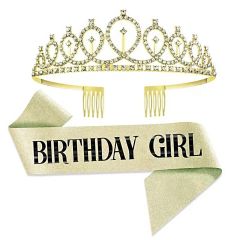 [Liebendo] 생일 장식 생일 장식 티아라 어른 아이 happy birthday 파티 상품 왕관 생일 굿즈 타스키 생일 굿즈 카츄샤 키즈 레이디스 소녀 왕관 장식 왕관 (로즈 골드 [로즈 골드]