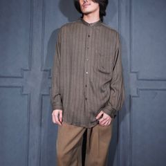 EMPORIO ARMANI】リネンブレンド マジックテープフライ 比翼シャツ 
