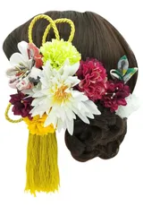 [ネコート] 髪飾り 成人式 浴衣 振袖 袴 つまみ細工 タッセル 2点セット 花火大会 卒業式 七五三 和装 小物 和服 前撮り イエロー NC413YE [イエロー]