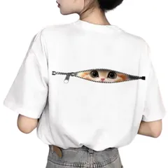 [ブブ オーハナ] Tシャツ ネコ プリント 半袖 レディース (JP, アルファベット, XL, 白) [ホワイト] [XL]