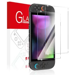 【新着商品】指紋防止 日本硝子素材 高硬度9H 耐衝撃 2025強化ガラス 保護フィルム 飛散防止 画面 2枚入り 2.5Dラウンドエッジ加工 ガラスフィルム 用 気泡ゼロ 2 Switch 自動吸着 Oldstar