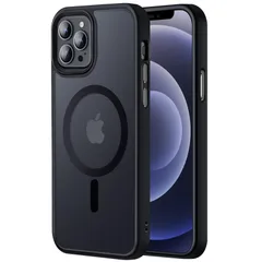 【特価商品】13 Pro Max 用 iPhone ケース 半透明 米軍規格 耐衝撃 マグネット搭載 マット感 Gtsoho 黄ばみなし ストラップホール付き マグセーフ対応 ワイアレス充電対応 マットブラック