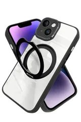 【特価セール】スタンド リング レンズ保護 カバー MagSafe対応 ワイヤレス充電 ケース 耐衝撃 14 ハイブリッド9 スマホケース iPhone 1個入り シズカウィルRe ブラック