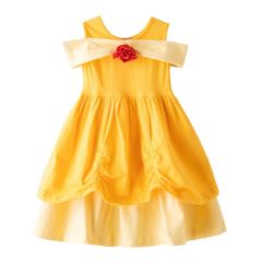 신품 [Dressy Daisy] 유아 소녀 벨 코스튬 프린세스 코스프레 아이 스커트 미녀와 야수 드레스 할로윈 가장 크기 3~4세 노란색 105