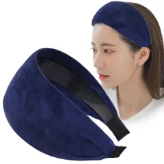 カチューシャ 痛くない 幅広 スエード調 ヘアバンド 太め 無地 ヘアアクセサリー 髪留め おしゃれ 可愛い 大人 秋冬 (ネイビー, フリーサイズ) [ネイビー] [フリーサイズ]