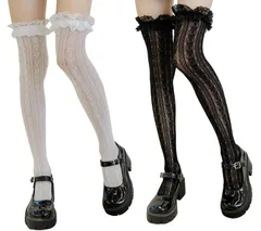 【人気商品】美脚 レース オーバーニー サイハイ ニーソ 靴下 レディース ソックス ニーハイ