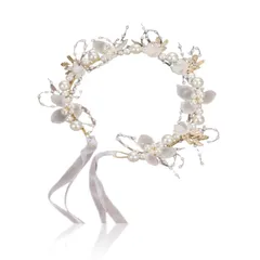 【新着商品】入学式、卒業式、結婚式、パーティー、着物撮影、ダンスなど各種のシーンに最適 女の子 洗練された花のデザイン - 花飾りパールのカチューシャ 髪飾