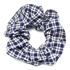 【新着商品】大人 ヘアアクセサリー 髪ゴム シンプル ヘアゴム 韓国 レディース シュシュ 1本 チェッカー ネイビー