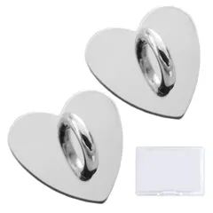 【在庫セール】シルバー 金属製 スマホケース用 2個セット フック金具 DIY アクセサリー部品 ケース スマホ 貼り付け パーツ チェーン スマホチェーン ハート型 キーリングハンガー