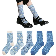 【数量限定】通気性 暖かい かわいい くるぶしソックス 防臭 コットンソックス 厚手ソックス 綿 蒸れない 春夏秋冬 刺繍 花柄靴下 通学通勤 クルーソックス ショートソックス ソックス 5足セット くつした レディース 靴下
