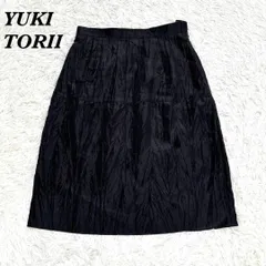 【美品】YUKI TORII シワ加工 ティアード フレアスカート ブラックのサムネイル