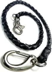 【在庫処分】本革 ウォレットロープ メンズ 30cm 黒 ウォレットコード 革 手編み バイカー レザー 財布 ファッション ウォレットチェーン chwx20-30-va1