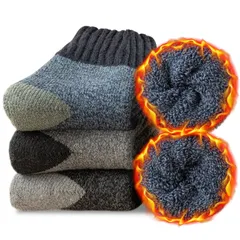 【数量限定】3足セット 通気性 防臭 吸汗 室内 厚 25-28cm 防寒ソックス 暖かい 極暖 厚手 靴下 靴下 冬用 ウールソックス 厚手ソックス 防寒 メンズ ウール