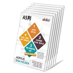 NIUBEE L字アクリルフォトフレーム 写真立て 片面用 サインスタンド スタンドタイプ 飲食店のPOP広告メニュー、オフィスもの紙、家族のポスター展示 卓上用 透明 (6本セット A5判)pms d7f9160e