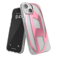 【特価商品】DIESEL iPhone14ケース / iPhone13ケース Dロゴ クリアケース（ディーゼル iPhone 14 / 13 ケース ブランド クリア x メタリックピンクロゴ）