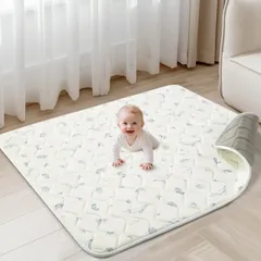 Fortella プレイマット ベビーマット 120×120cm 極厚2cm 防音 滑り止め 折りたたみ 赤ちゃん クッションマット 衝撃吸収 お昼寝用 プレイペン用 ベビーサークル用 北欧風 おしゃれ 圧縮梱包 出産祝い (海洋風/ホワイト a41a86e5