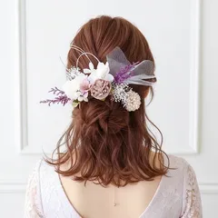 ⑤ ピンク パープル フラワー 花 髪飾り ヘッドアクセサリー 結婚式 卒業式