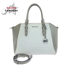 美品 Michael Kors マイケルコース ホワイト グレー シルバー金具 PVC トートバッグ ショルダーバッグ 2WAY レディース 503995【中古】