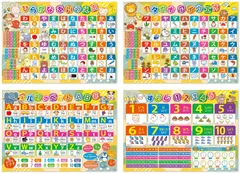 【新着商品】受験対策 小学校受験 A2 知育ポスター サイズ ４枚セット 防水仕様 英語) アルファベット 日本製 数字 デスクマット向 あいうえお 知育 カタカナ 学習玩具 (ひらがな おもちゃ お風呂ポスターのサムネイル