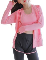 Brand New [COTARON] Women's Swimsuit Set: Rash Guard, Hoodie, Sports Bra, Shorts, Leggings (3-piece set) - Perfect for Sports, Gym, Fitness, Yoga (Pink, Size LL (13))