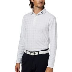 新品 [FootJoy] 高爾夫球衫 菱格紋提花長袖衫 白色 男款 M FJ-F25-S07 38541-M