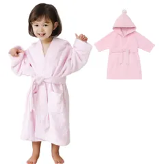 新品 [Konny] コニーキッズバスローブ エコテックス認証 湯冷め防止 柔らか 吸水性 バスタオル お風呂 プール 水遊び フード付き 子供用バスローブ ふわふわ バンブー ピンク 3-5Y(~105cm)